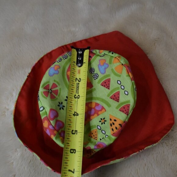 Girls Sun Beach Bucket Hat Green Red - Picture 9 of 9